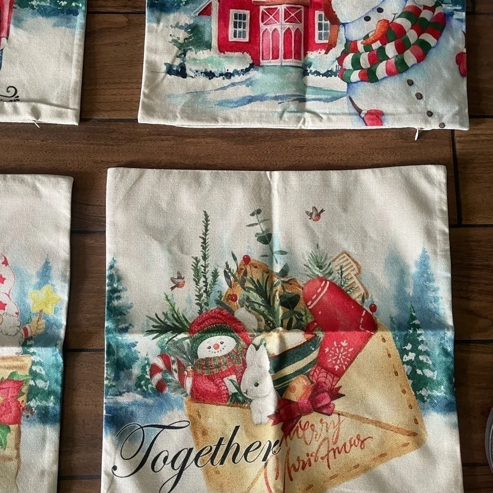 MERRY CHRISTMAS holiday pillow cushion covers pack of 4 farmhouse Christmas